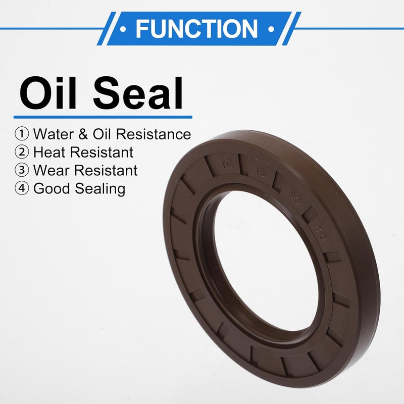 VekAuto Universal Oil Seal TC Double Lip W Steel Spring Seal Ring Rotary Shaft Seal 48x80x10mm High Pressure FKM Rubber Brown 2 Pcs - Image 3